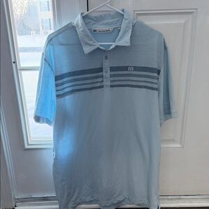 Travis Mathew Light Blue Polo with Stripes